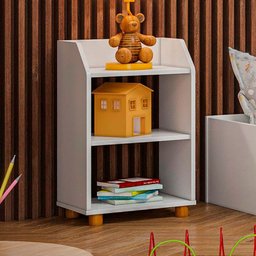 Mesa de Cabeceira Infantil Montessoriano 2 Prateleiras Branco - Olivar Móveis - 1