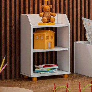 Mesa de Cabeceira Infantil Montessoriano 2 Prateleiras Branco - Olivar Móveis