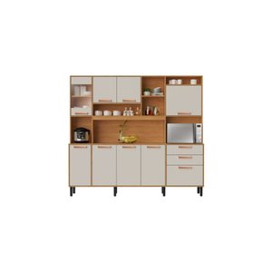 Cozinha Compacta 8 Portas 3 Gavetas 7 Nichos Nápoles Itatiaia Cinamomo/off White