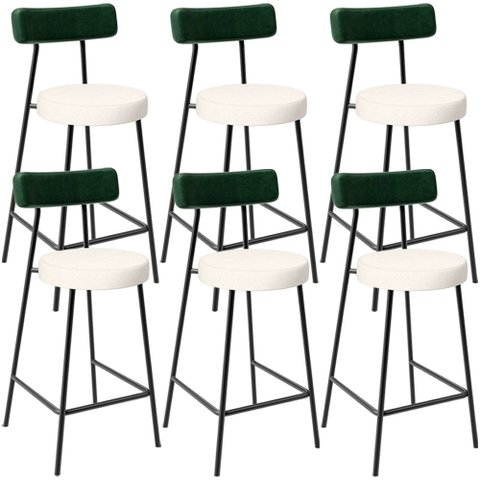 Kit 06 Banquetas Baixa Cozinha e Sala Jantar Bancada Milão L02 Facto Verde Linho Cru - lyam decor Ly