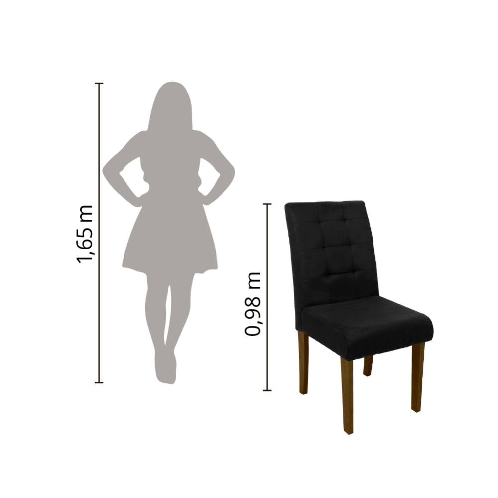 Conjunto de Mesa Sala de Jantar Dubai 1,60m com 6 Cadeiras Preto