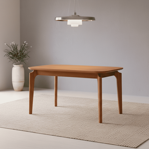 Mesa Ficus Natuame 77cm x 80cm x 130cm Tampo em MDF Marrom/Madeira/Cinamomo