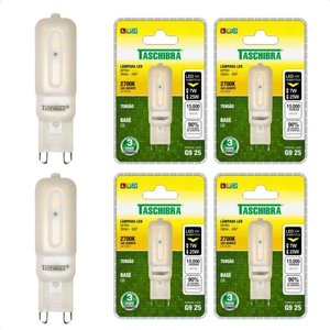 Kit 6 Lâmpadas Led Taschibra G9 Bipino 2,5w Leitosa 2700k 110v