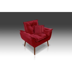 Poltrona Opala+ 2 Almofadas Suede Vermelho com fibra Siliconada -Modena Decor