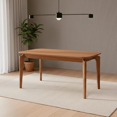 Mesa Ficus Natuame 77cm x 80cm x 160cm Tampo em MDF Marrom/Madeira/Cinamomo