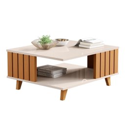 Mesa de Centro Ripada Pés em Madeira Maciça Açaí 33x70x60 Cm - 3