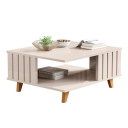 Mesa de Centro Ripada Pés em Madeira Maciça Açaí 33x70x60 Cm - 3
