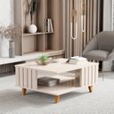 Ver imagem 2 de Mesa de Centro Ripada Pés em Madeira Maciça Açaí 33x70x60 Cm