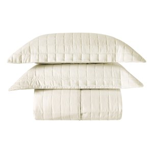 Kit Cobre Leito Casal Queen Size 3 Peças Matelado Cama 300 Fios Porta Travesseiro Matelado Marfim