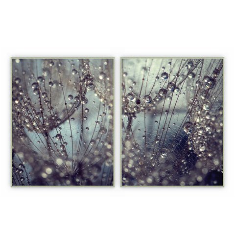 kit com 2 Quadros Decorativos Florais com Moldura e Vidro para Sala Quarto Escritório e Clínica 82x1