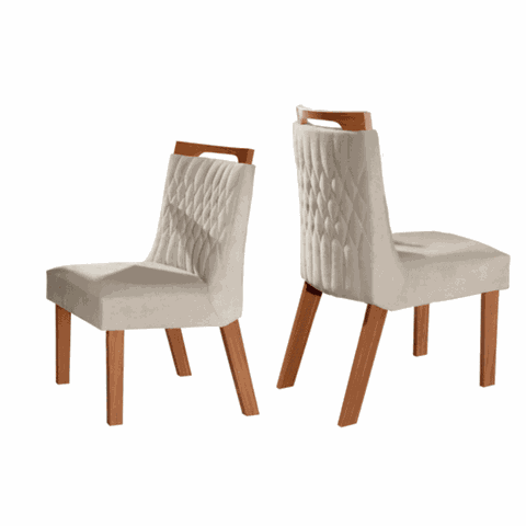 Kit 2 Cadeiras para Mesa de Jantar Estofada Detalhada - Atena - LJ Móveis