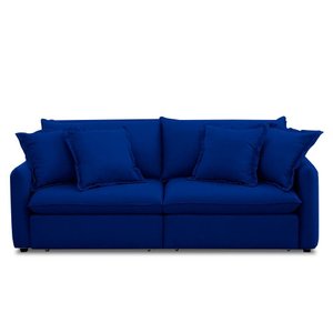 Sofá Bipartido 250cm Retrátil Reclinável Almofadas Caixa Zero Sydney Veludo Azul G93 - Gran Belo