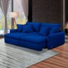 Sofá Bipartido 250cm Retrátil Reclinável Almofadas Caixa Zero Sydney Veludo Azul G93 - Gran Belo - 6