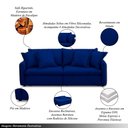 Ver imagem 3 de Sofá Bipartido 250cm Retrátil Reclinável Almofadas Caixa Zero Sydney Veludo Azul G93 - Gran Belo