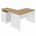 Ver imagem 4 de Mesa em L com Gaveteiro 3 Gavetas 120cm Macadâmia com Branco F5 Office