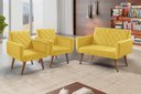 Ver imagem 4 de Conjunto Anabelle 2 Poltronas de 1 Lugar 1 Poltrona 2 Lugares Braço Unidecor Amarelo