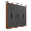 Ver imagem 4 de Guarda Roupa Casal 6 Portas 3 Gavetas Mônaco Cinza/Nogueira/Grafite