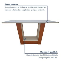 Conjunto Sala de Jantar Mesa Tampo de Vidro/mdf 6 Cadeiras Apogeu - 6