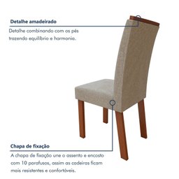Conjunto Sala de Jantar Mesa Tampo de Vidro/mdf 6 Cadeiras Apogeu - 13