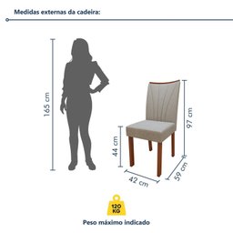Conjunto Sala de Jantar Mesa Tampo de Vidro/mdf 6 Cadeiras Apogeu - 15