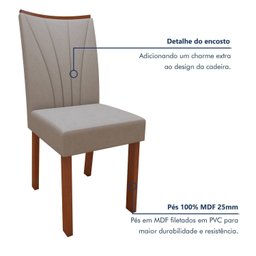 Conjunto Sala de Jantar Mesa 170x90cm Tampo Mdf/vidro com 6 Cadeiras Apogeu - 10