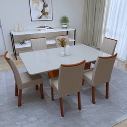 Conjunto Sala de Jantar Mesa 170x90cm Tampo Mdf/vidro com 6 Cadeiras Apogeu - 2