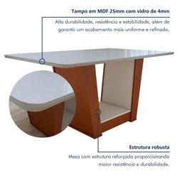 Conjunto Sala de Jantar Mesa 170x90cm Tampo Mdf/vidro com 6 Cadeiras Apogeu - 5
