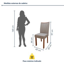 Conjunto Sala de Jantar Mesa 170x90cm Tampo Mdf/vidro com 6 Cadeiras Apogeu - 15