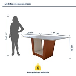 Conjunto Sala de Jantar Mesa 170x90cm Tampo Mdf/vidro com 6 Cadeiras Apogeu - 14