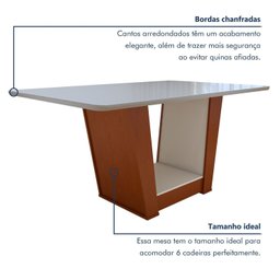 Conjunto Sala de Jantar Mesa 170x90cm Tampo Mdf/vidro com 6 Cadeiras Apogeu - 7