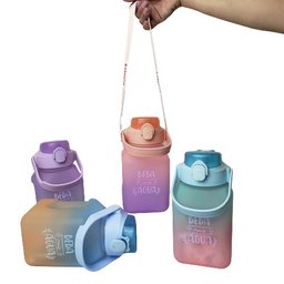 Garrafa D'Agua 1,5L Colorida De Plástico Com Alça e Adesivos Para Decorar:Laranja - 4