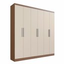 Ver imagem 3 de Guarda Roupa Casal 6 Portas 3 Gavetas Mônaco Off White/Nogueira