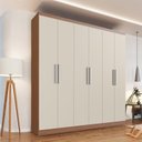 Ver imagem 1 de Guarda Roupa Casal 6 Portas 3 Gavetas Mônaco Off White/Nogueira