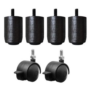 Pés 6,5cm Madeira 4x2 Trava Preto Cama Box Baú Solteiro P63