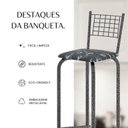 Ver imagem 7 de Kit com 2 Banquetas Tubular Iza 36cm x 96cm x 41cm Prata/Preto