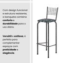 Ver imagem 5 de Kit com 2 Banquetas Tubular Iza 36cm x 96cm x 41cm Prata/Preto
