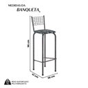 Ver imagem 3 de Kit com 2 Banquetas Tubular Iza 36cm x 96cm x 41cm Prata/Preto
