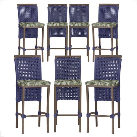 7 Banqueta em Alumínio Roma Marrom Corda Náutica Tecido 5