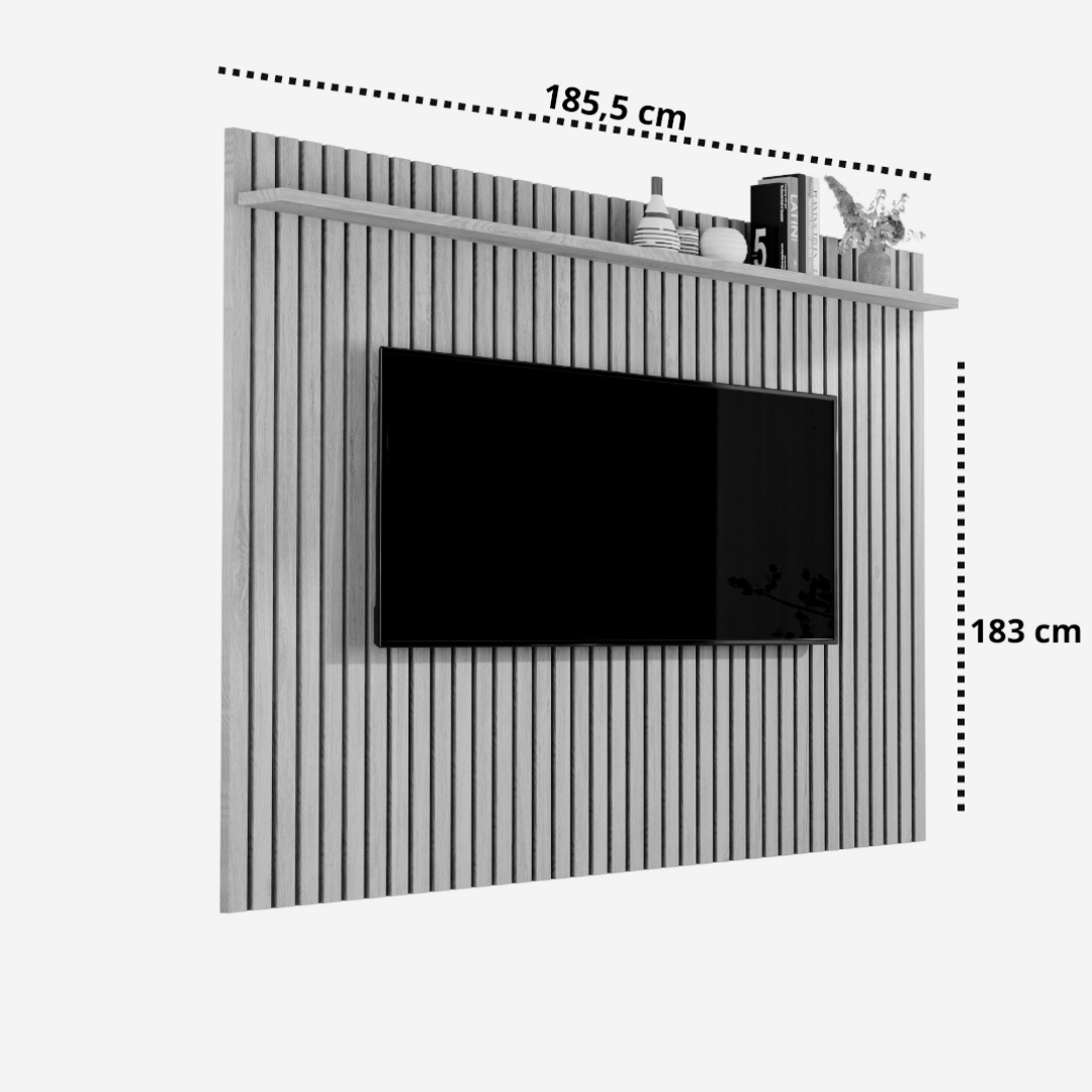 Painel Para Sala Venus Ripado 1.8 TV até 72 Polegadas:Cumaru - 3