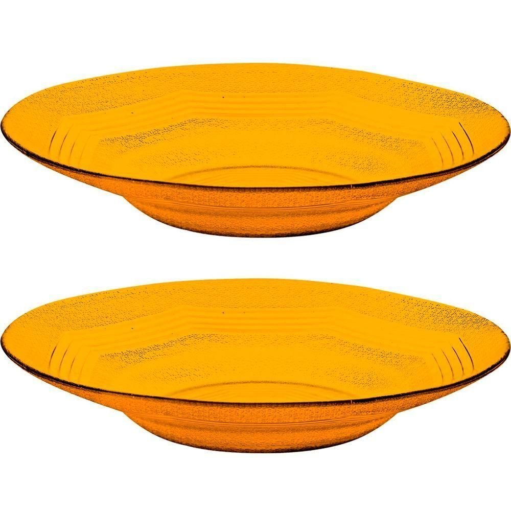Jogo Prato Fundo Sopa 10 Pessoas 10 Peças Âmbar em Vidro 22,5cm - 1