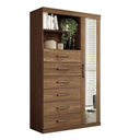 Ver imagem 6 de Cômoda de Quarto Marabá 1.6 C/ 1 Porta 2 Nichos e 6 Gavetas C/ Espelho Jatoba - Santos Andirá