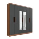 Ver imagem 3 de Guarda Roupa Casal 6 Portas 3 Gavetas Mônaco com Espelho Cinza/Nogueira/Grafite