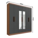 Ver imagem 4 de Guarda Roupa Casal 6 Portas 3 Gavetas Mônaco com Espelho Cinza/Nogueira/Grafite