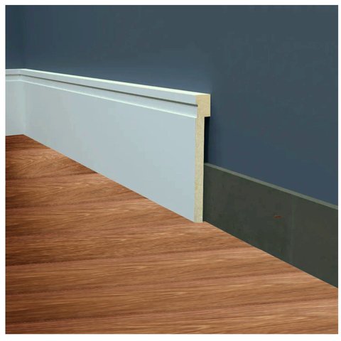 Rodapé de MDF 12cmX18cmX180cm Barra de Sobrepor com Friso 1202 