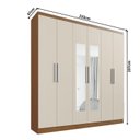 Ver imagem 4 de Guarda Roupa Casal 6 Portas 3 Gavetas Mônaco com Espelho Off White/Nogueira