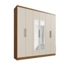 Ver imagem 3 de Guarda Roupa Casal 6 Portas 3 Gavetas Mônaco com Espelho Off White/Carvalho Vermontt