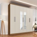 Ver imagem 1 de Guarda Roupa Casal 6 Portas 3 Gavetas Mônaco com Espelho Off White/Carvalho Vermontt