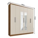 Ver imagem 4 de Guarda Roupa Casal 6 Portas 3 Gavetas Mônaco com Espelho Off White/Carvalho Vermontt