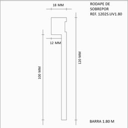 Rodapé de MDF Frisado de Sobrepor 12cm x 1,80m Rende 1,8 Moldufama 1202 - 3