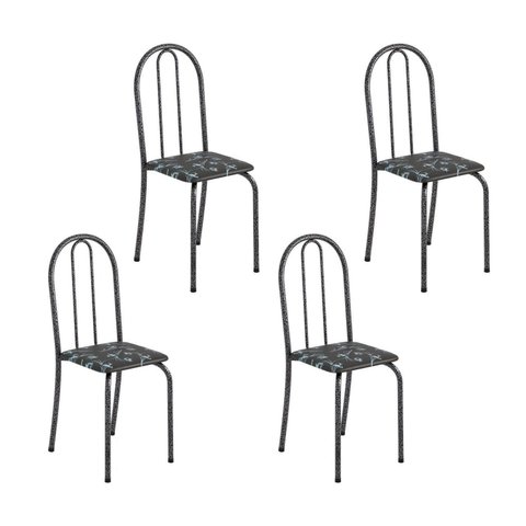 Kit 4 Cadeiras Tubular Ane B 89x37x42 cm Prata/Preto/Mart